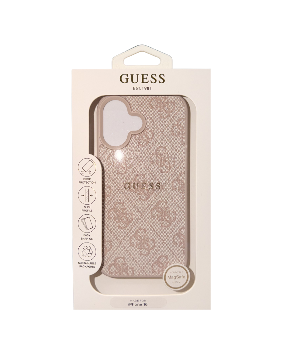 Кейс GUESS HC MagSafe PU 4G Classic Metal Logo iPhone 16 - Розов