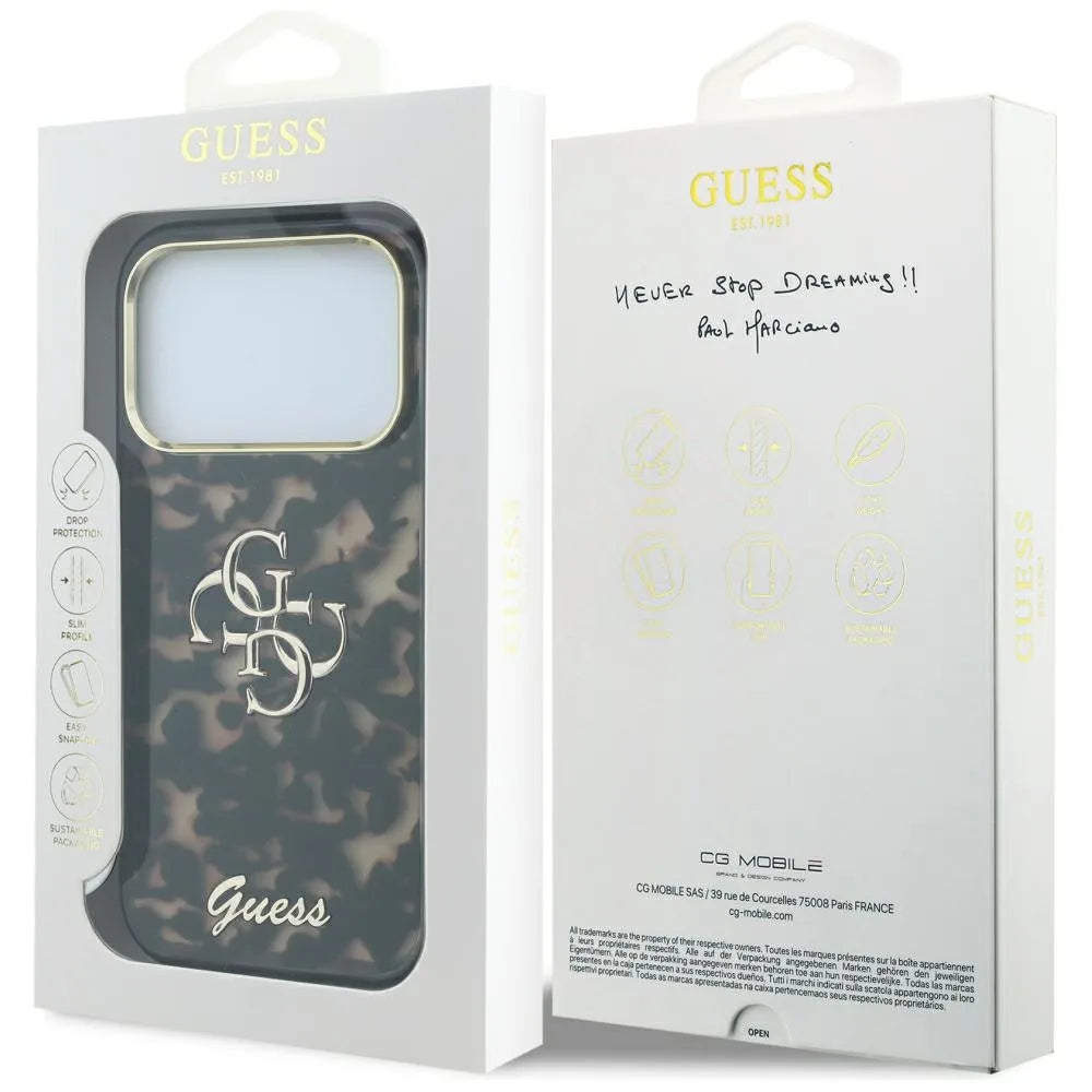 Кейс Guess IML 4G Metal Script за iPhone 18 Pro Max / 17 Pro Max - Tortoise