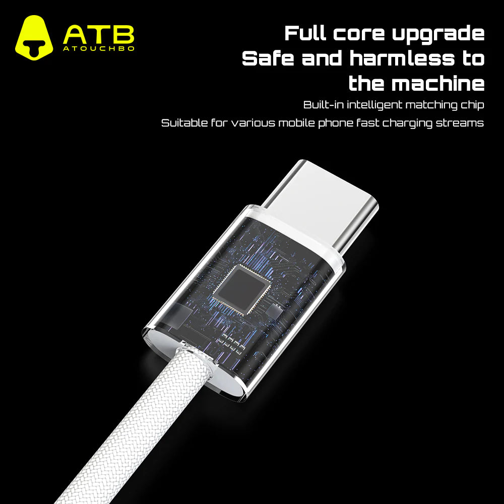 Кабел за зареждане ATB - USB-C към USB-C - Бял