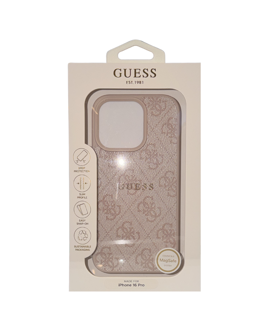 Кейс GUESS HC MagSafe PU 4G Classic Metal Logo iPhone 16 Pro - Розов