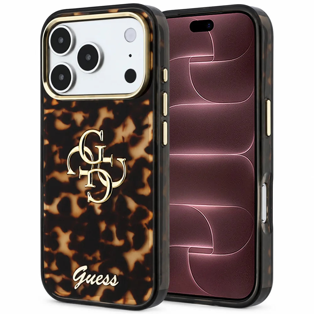 Кейс Guess IML 4G Metal Script за iPhone 18 Pro Max / 17 Pro Max - Tortoise