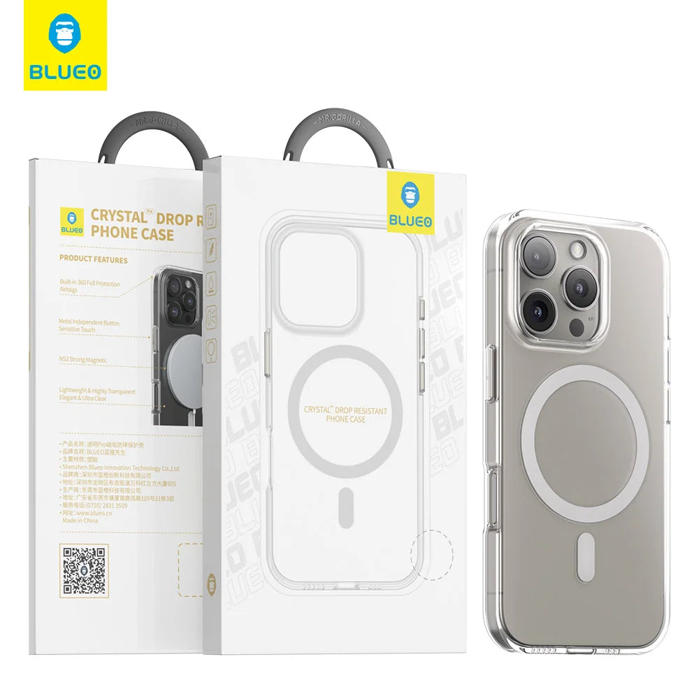 Удароустойчив кейс BLUEO Crystal Drop Mag - iPhone 16 Серия